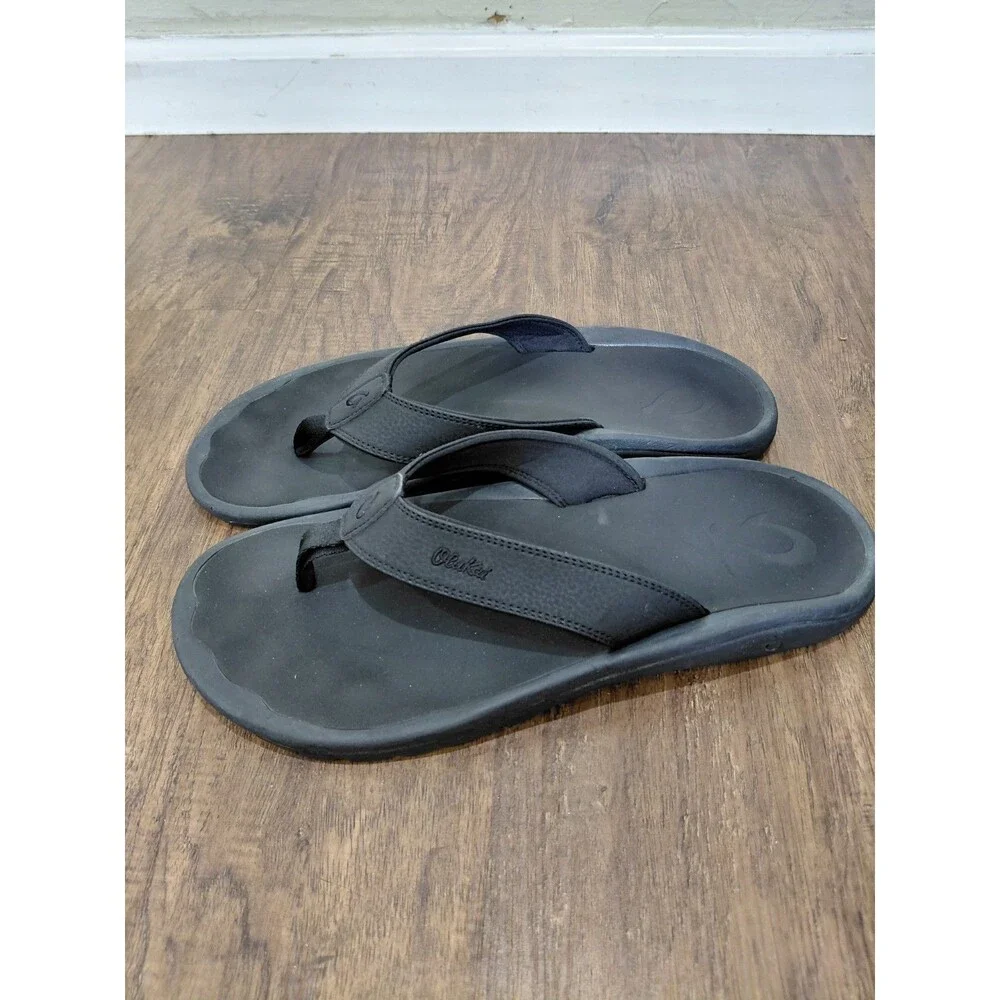 OluKai Ohana Men's Beach Sandals - Black, US 13